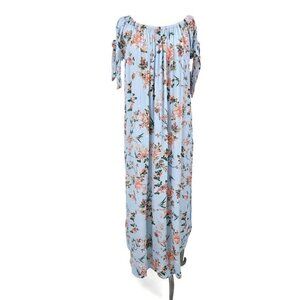 New Flynn Skye Maple Maxi Dress Womens M Light Blue Floral Rayon Blue My Mind